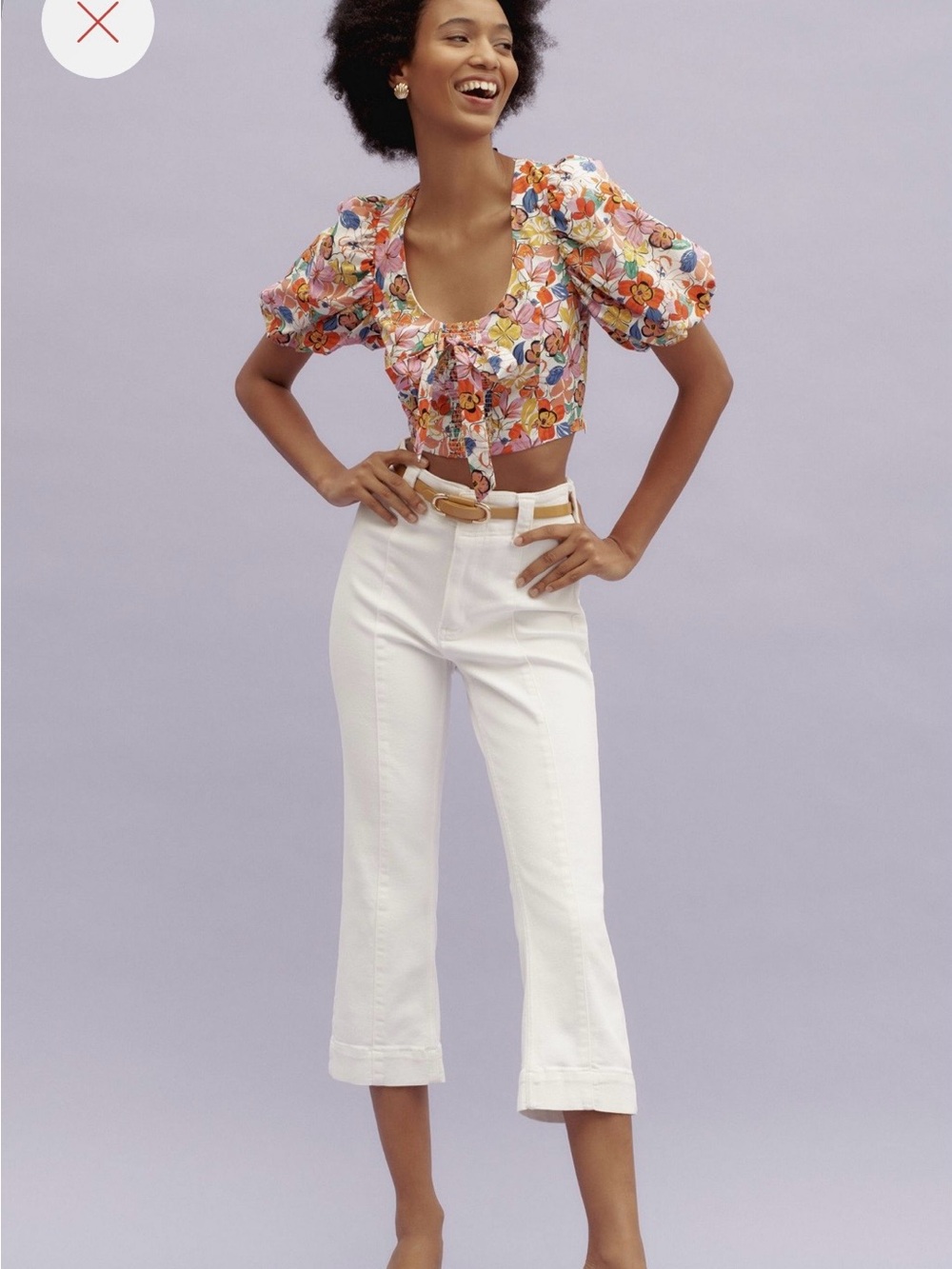 Anthropologie Pilcro Slim 70s High-Rise Crop Straight-Leg Jeans in White